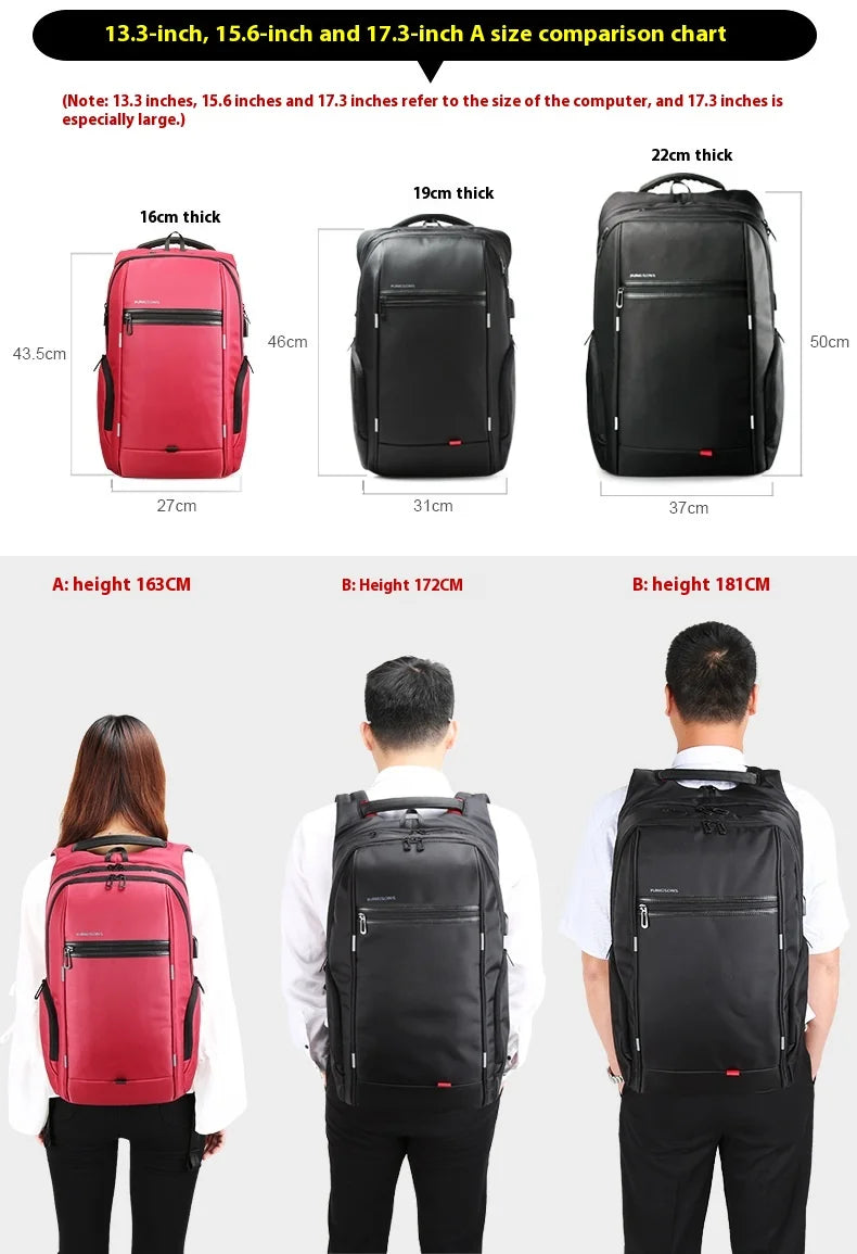 Kingsons Waterproof Backpack with USB Charging, Anti-theft Laptop Bag for Men and Women