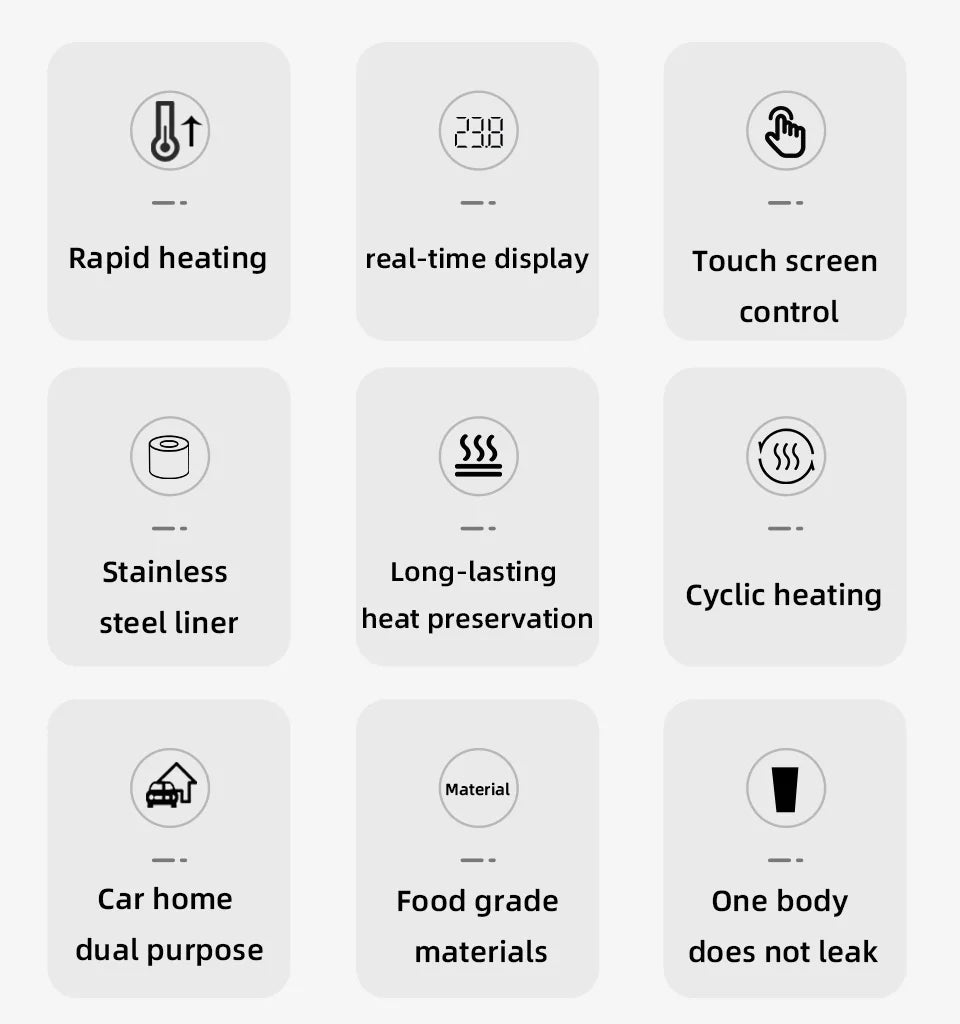 2V/24V Smart Car Heating Mug with LCD Display