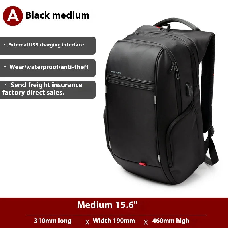 Kingsons Waterproof Backpack with USB Charging, Anti-theft Laptop Bag for Men and Women