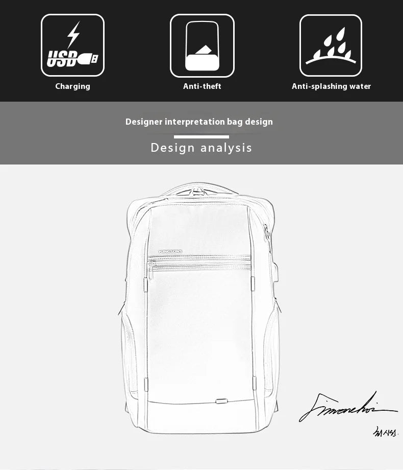 Kingsons Waterproof Backpack with USB Charging, Anti-theft Laptop Bag for Men and Women